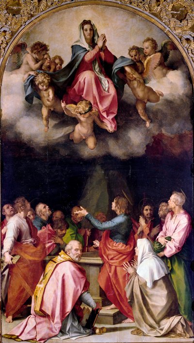 Assumption Passerini 画作 Andrea del Sarto (1486-1531) 1522 Dim.379x222 cm 佛罗伦萨，皮蒂宫 作者 安德里亚·德尔·萨托（Andrea del Sarto）