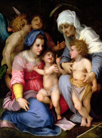 与天使的神圣家庭，c.1515-16 作者 安德里亚·德尔·萨托（Andrea del Sarto）