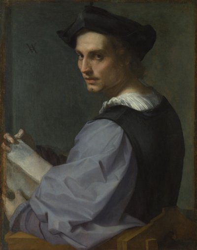 大约1518年，一个年轻男子的画像 作者 安德里亚·德尔·萨托（Andrea del Sarto）