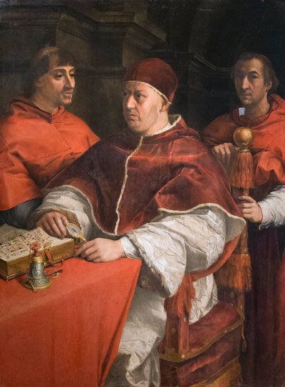 教皇利昂十世与两位红衣主教的肖像 作者 安德里亚·德尔·萨托（Andrea del Sarto）