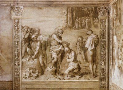 施洗者圣约翰的故事：众人的洗礼 作者 安德里亚·德尔·萨托（Andrea del Sarto）