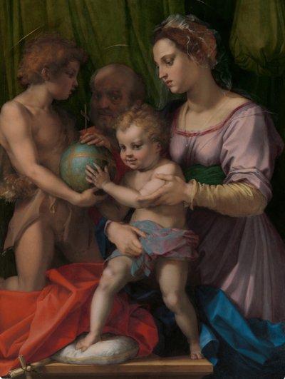 与年轻的施洗者圣约翰的神圣家族，ca。 1528。 作者 安德里亚·德尔·萨托（Andrea del Sarto）