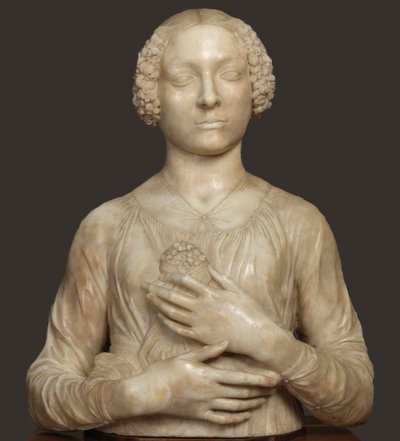 带花束的女士，约1475年。 作者 安德里亚·德尔·弗罗基基奥