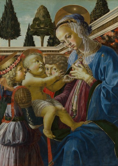 圣母子与两个天使c。 1467-1469 作者 安德里亚·德尔·弗罗基基奥