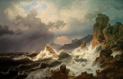 挪威海岸的一场海浪 作者 安德烈亚斯·阿亨巴赫（Andreas Achenbach）