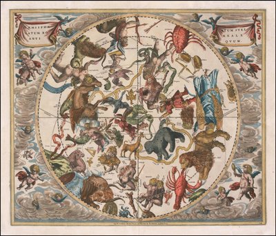 1660 年天体图 - Haemisphaerium Stellatum Boreale Antiquum 作者 安德鲁·塞拉瑞斯