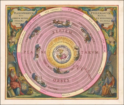 1660 年天体图，展示克劳狄乌斯-托勒密的宇宙模型 作者 安德鲁·塞拉瑞斯