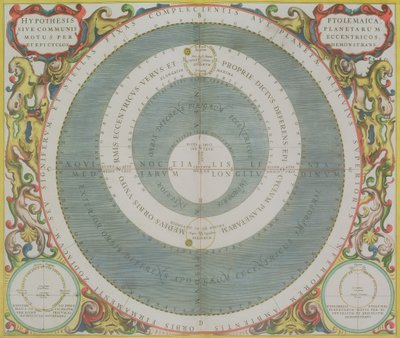 托勒密系统，来自&39;天体地图集，或宇宙的和谐&39;（Atlas coelestis seu harmonia macrocosmica）酒吧。作者：Joannes Janssonius，阿姆斯特丹，1660-61（手工彩色雕刻） 作者 安德鲁·塞拉瑞斯