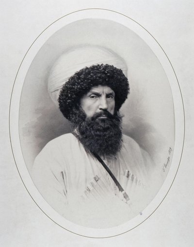 伊玛目沙米尔的画像1797-1871，1859年 作者 安德烈·丹尼尔（Andrei Deniere）