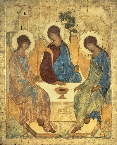 圣三一，1420年代（面板上的蛋彩画）（复制见40956） 作者 Andrei Rublev
