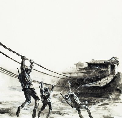 泸定桥之战（水粉画，纸本） 作者 安德鲁·豪瓦特