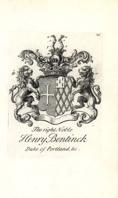 Coat of arms and crest of the right noble Henry Bentinck 作者 安德鲁·约翰斯顿