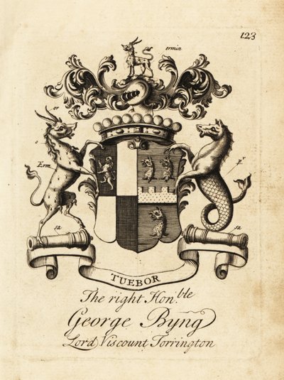 Coat of arms of the Right Honourable George Byng, Lord 1st Viscount Torrington, 作者 安德鲁·约翰斯顿