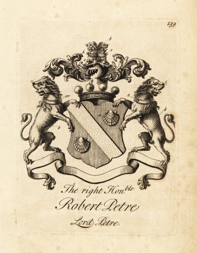 Coat of arms of the Right Honourable Robert Petre, Lord Petre, 8th Baron Petre 作者 安德鲁·约翰斯顿
