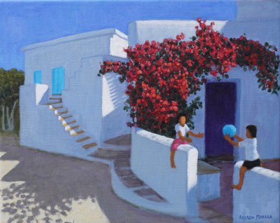 球赛，希腊萨摩斯岛，2022 年（布面油画） 作者 安德鲁·马卡拉（Andrew Macara）