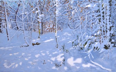 November Snow,Allestree Woods,Derby,(oil on canvas) 作者 安德鲁·马卡拉（Andrew Macara）