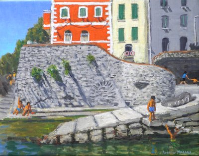 意大利波塔菲诺（布面油画） 作者 安德鲁·马卡拉（Andrew Macara）