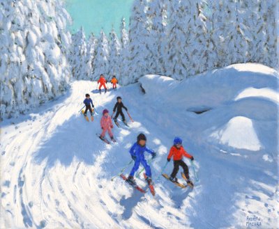 Skiing down the trail ,Courchevel ,2018,(oil on canvas) 作者 安德鲁·马卡拉（Andrew Macara）