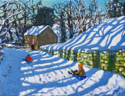 Sledging,Upper Hulme,Leek, 2020,(oil on canvas) 作者 安德鲁·马卡拉（Andrew Macara）