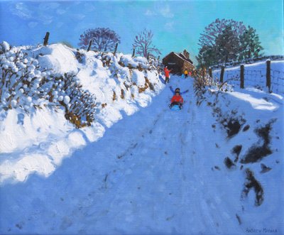 雪橇，沃茨沃思，Oakerthorpe 路附近，2021 年（布面油画） 作者 安德鲁·马卡拉（Andrew Macara）