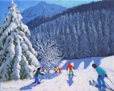 冰雪覆盖的树木，La Clusaz，法国，2015，（布面油画） 作者 安德鲁·马卡拉（Andrew Macara）
