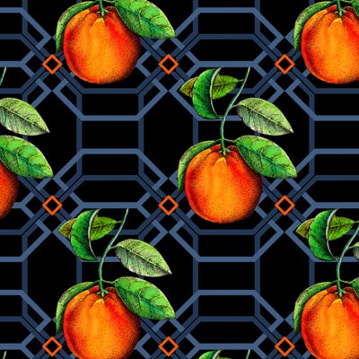 Orange geometric, 2018, pen and ink, watercolour, digital) 作者 安德鲁·沃森