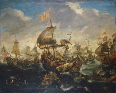 1573 年 5 月哈勒姆围城时西班牙舰队与荷兰舰队之战 作者 安德斯·范·埃特维尔特