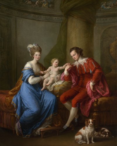 爱德华·史密斯·斯坦利（Edward Smith Stanley），1752-1834年，德比第十二伯爵，及其第一任妻子和他们的儿子，约1776年。 作者 当归考夫曼