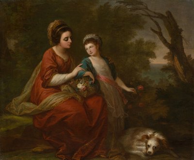 休-摩根夫人和她的女儿，约1771年。 作者 当归考夫曼