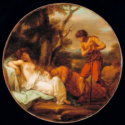 "" Cimon et Iphigenie "" (Cymon and Iphigenia) Angelika Kauffmann 绘画（1741-1807）布面油画大约 1780 年直径 62 厘米私人收藏 作者 当归考夫曼
