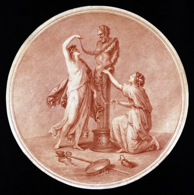 装饰雕像的若虫，由William Wynne Ryland（1732-83）1776（红色点画雕刻）雕刻而成 作者 当归考夫曼之后