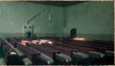 米兰老人 Pio Albergo Trivulzio 疗养院的圣诞节 安杰洛·莫贝利 (Angelo Morbelli) (1853-1919) 的画作，1909 年昏暗。 99x173,5 厘米都灵，现代艺术广场 作者 安吉洛·莫贝利（Angelo Morbelli）