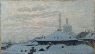雪下的屋顶雪下的屋顶，1910年。 作者 安吉洛·莫贝利（Angelo Morbelli）