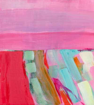 Summer Wheatfields (at evening), 2012, acrylic on wood 作者 安吉·肯伯（Angie Kenber）