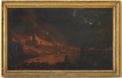 伦敦大火，约 1666-1700 年（布面油画） 作者 英荷学校
