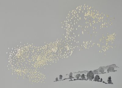 《赋格曲》，2017（纸上凹版和烫金叶子） 作者 安格斯火腿