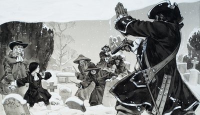 教堂墓地争吵（水粉画，纸本） 作者 安格斯·麦克布莱德
