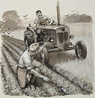 农民发现古文物（水粉画，纸本） 作者 安格斯·麦克布莱德