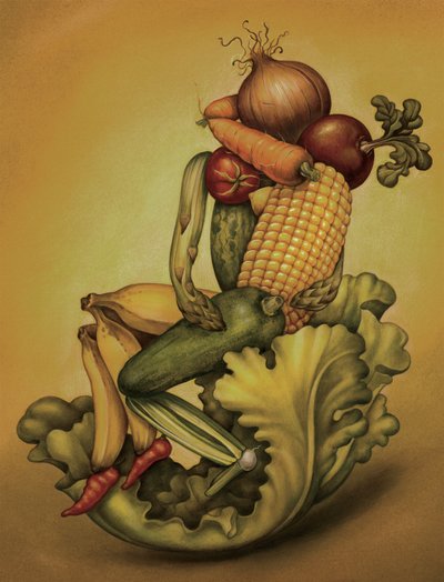 素食之吻》，2010 年（插图板上的丙烯颜料） 作者 安妮塔昆兹