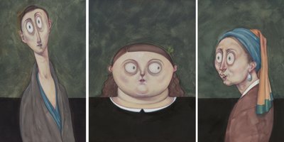 女人寒暄，2017（插图板上的丙烯颜料） 作者 安妮塔昆兹