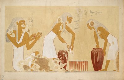 安特福克60号私人墓的壁画副本，底比斯I，1，121-123，20世纪 作者 安娜