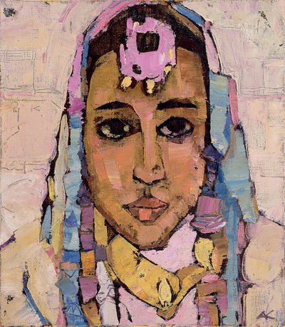 一名妇女的画象白色的 作者 Anna Contemporary Artist Kostenko