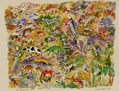 圣弗朗西斯，2023 年（水彩画） 作者 