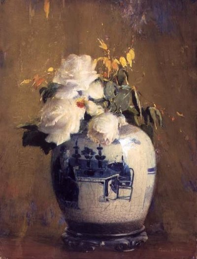 白玫瑰》，1922年以前（纸板水彩）。 作者 安娜·费舍尔