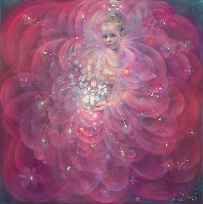 童年之花》，2014 年（比利时亚麻布油画） 作者 安娜尔·阿内莉亚·巴甫洛娃
