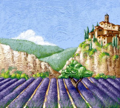 薰衣草田，2015 年（水粉画） 作者 安娜丽莎·摩洛哥