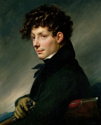 作为猎人的一个年轻人的画象，1811年 作者 Anne Louis Girodet de Roucy Trioson