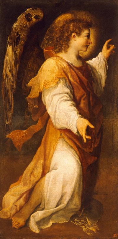安尼巴莱-卡拉奇（1560-1609）的《宣告天使》，布面油画 作者 Annibale Carracci