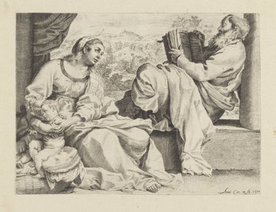 圣家族与年轻的施洗约翰 作者 Annibale Carracci