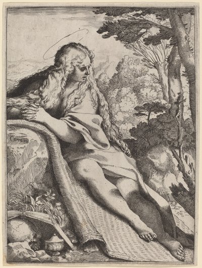 荒野中的抹大拉的马利亚 作者 Annibale Carracci